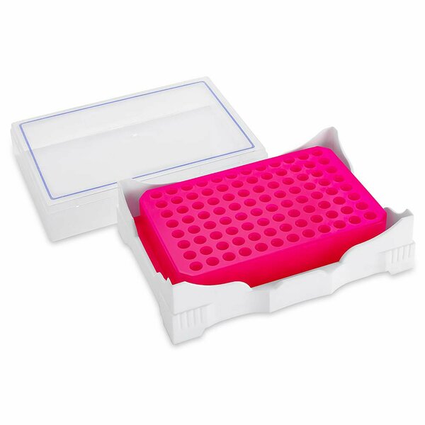 Globe Scientific PCR Cold Work Rack, SBS/ISBER, 4ftC, 96 well for PCR Plates and Strips, Purple to Pink, 2PK PCR-COLDPSBS